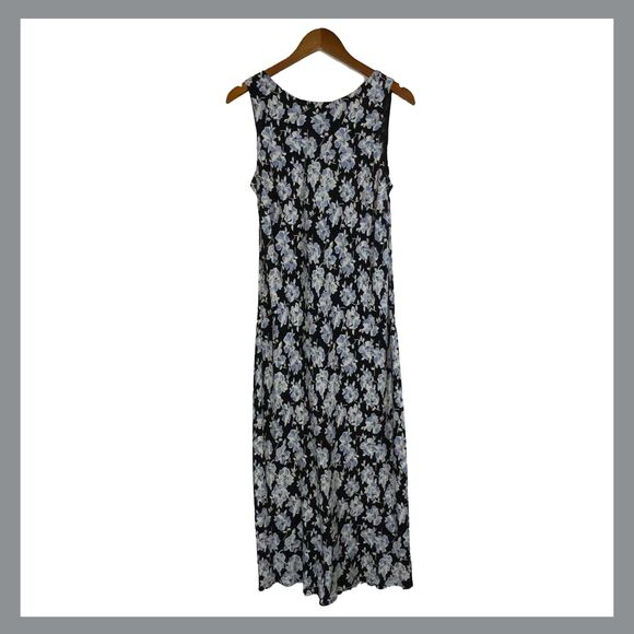 Vintage Ann Taylor LOFT Floral Bias Cut Maxi Dress 14 P Scoop Back Y2K - Picture 1 of 11